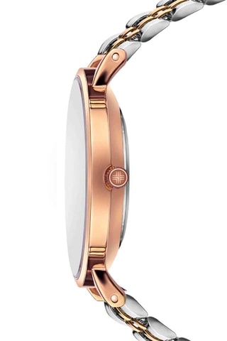 Montre à quartz en acier - Argenté et doré rose