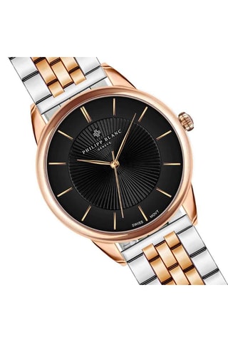 Montre à quartz en acier - Argenté et doré rose