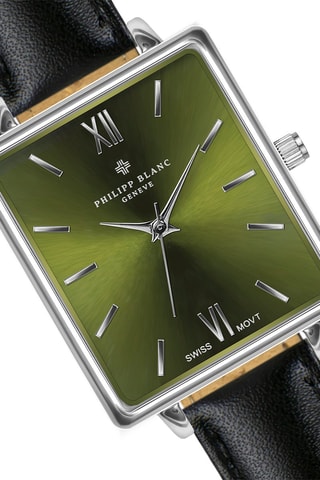 Montre à quartz en cuir Morges - Noir et vert