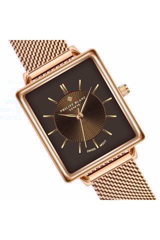 Montre à quartz en acier - Doré rose et noir