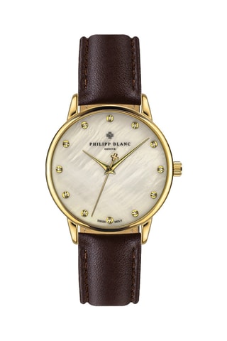 Montre à quartz en cuir - Marron et doré