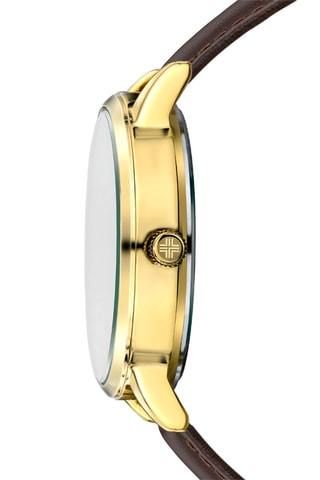 Montre à quartz en cuir - Marron et doré
