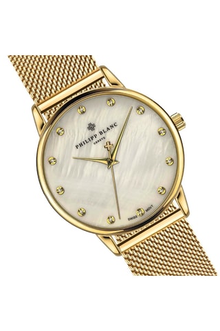 Montre à quartz en acier - Doré
