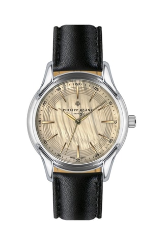 Montre à quartz en cuir - Noir et argenté