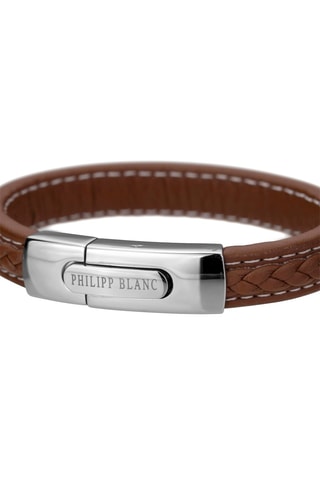 Coffret montre à quartz en acier et bracelet en cuir