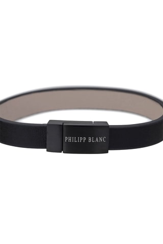 Coffret montre à quartz en acier et bracelet en cuir