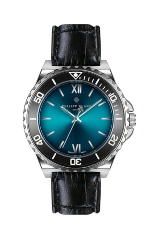 Montre à quartz en cuir - Noir et argenté