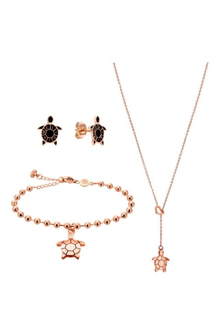 Parure bracelet - Doré rose et noir