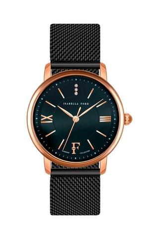 Montre à quartz en acier et diamants Aurora 
