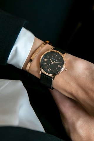 Montre à quartz en acier et diamants Aurora 