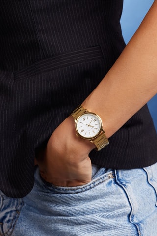 Montre à quartz en acier et diamants Selene