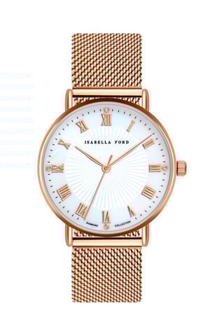 Montre à quartz en acier, nacre et diamants