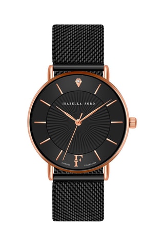 Montre à quartz en acier et diamant Naomi