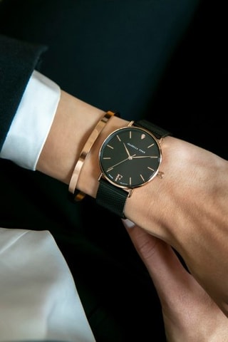 Montre à quartz en acier et diamant Naomi