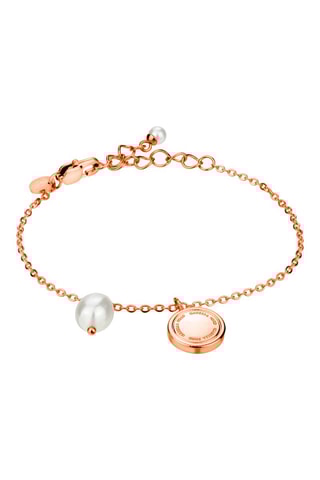 Coffret montre à quartz en acier, diamant et bracelet et perle fine Naomi