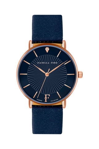 Montre à quartz en cuir et diamant