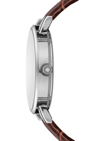 Montre à quartz en cuir - Marron et argenté