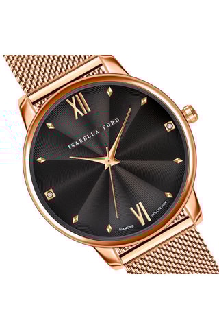 Coffret montre à quartz en acier, diamants et bracelet et perles fine Coco