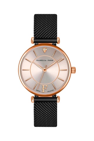 Montre à quartz en acier et diamant Sophia