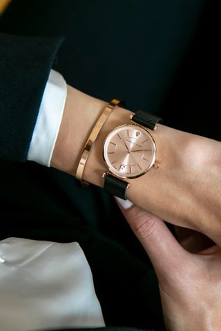 Montre à quartz en acier et diamant Sophia
