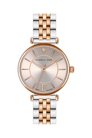 Montre à quartz en acier et diamant Sophia