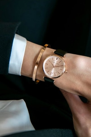 Montre à quartz en cuir et diamant Sophia