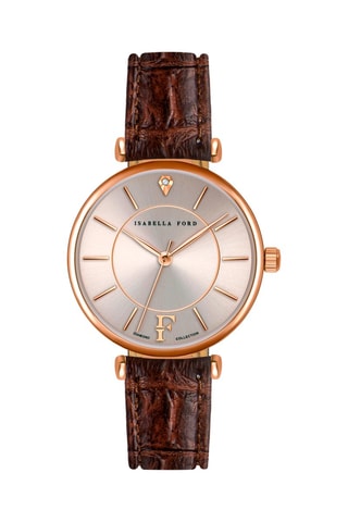 Montre à quartz en cuir et diamant