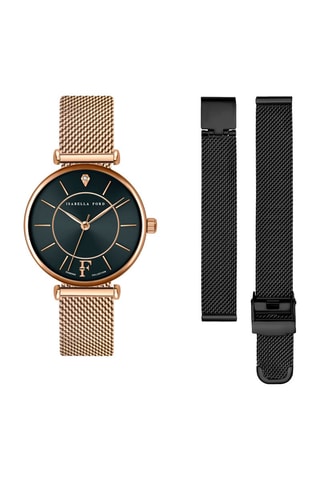 Coffret montre à quartz diamant et bracelets Portia