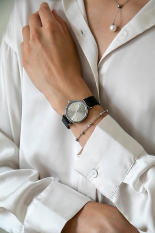 Montre à quartz en acier et diamant Audrey