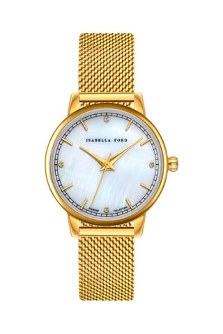 Montre à quartz en acier, diamant et nacre Capri
