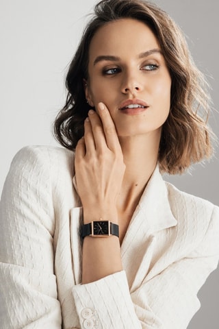 Montre à quartz en acier et diamant Patricia