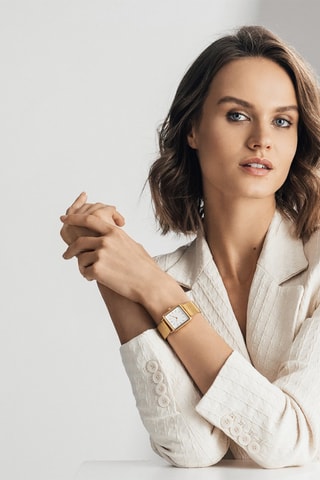 Montre à quartz en acier et diamant Charlotte