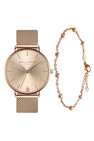 Coffret montre à quartz et bracelet Gold Sky