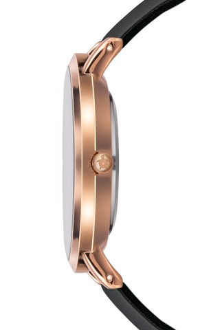 Montre à quartz en cuir Rose Turtle - Noir et doré rose
