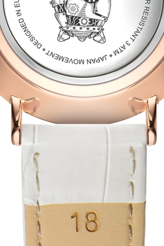 Montre à quartz en cuir Rose Turtle - Blanc et doré rose
