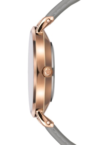 Montre à quartz en cuir Petite Classique - Gris et doré rose