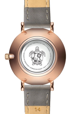 Montre à quartz en cuir Petite Classique - Gris et doré rose