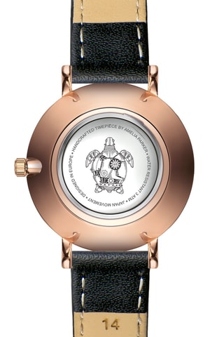 Montre à quartz en cuir Petite Classique - Noir et doré rose