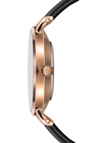 Montre à quartz en cuir Petite Classique - Noir et doré rose