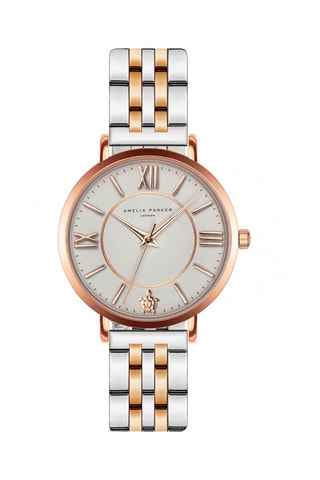 Montre à quartz en acier Petite Classique - Argenté et doré rose