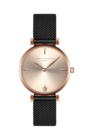 Montre à quartz en acier Gold Shore - Noir et doré rose