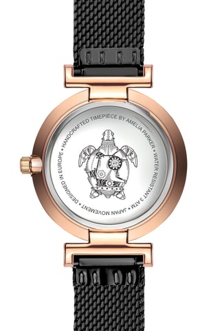 Montre à quartz en acier Gold Shore - Noir et doré rose