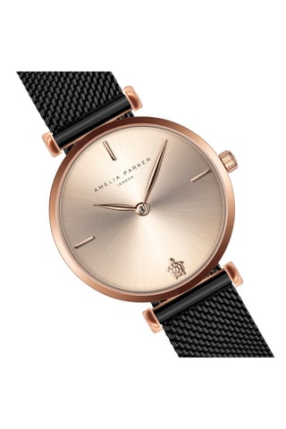 Montre à quartz en acier Gold Shore - Noir et doré rose