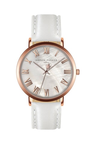 Montre à quartz en cuir et nacre
