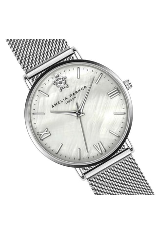 Montre à quartz en acier et nacre Oyster
