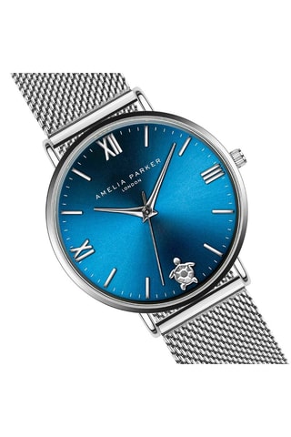 Montre à quartz en acier Blue Lagoon - Argenté et bleu
