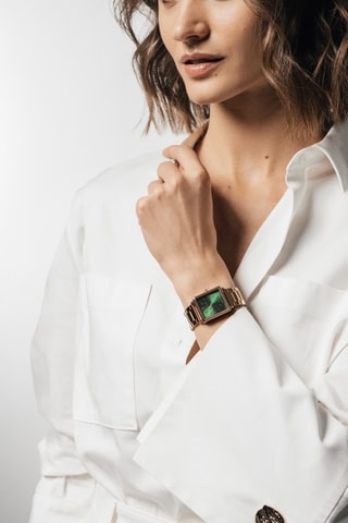 Montre à quartz en acier et diamant Elisabeth