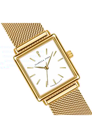 Coffret montre à quartz en acier et diamant et boucles d’oreilles Charlotte