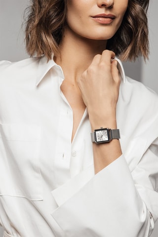 Coffret montre à quartz en acier et diamant et puces Morgane