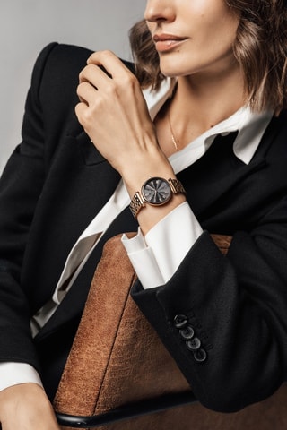 Montre à quartz en acier et diamant Louise